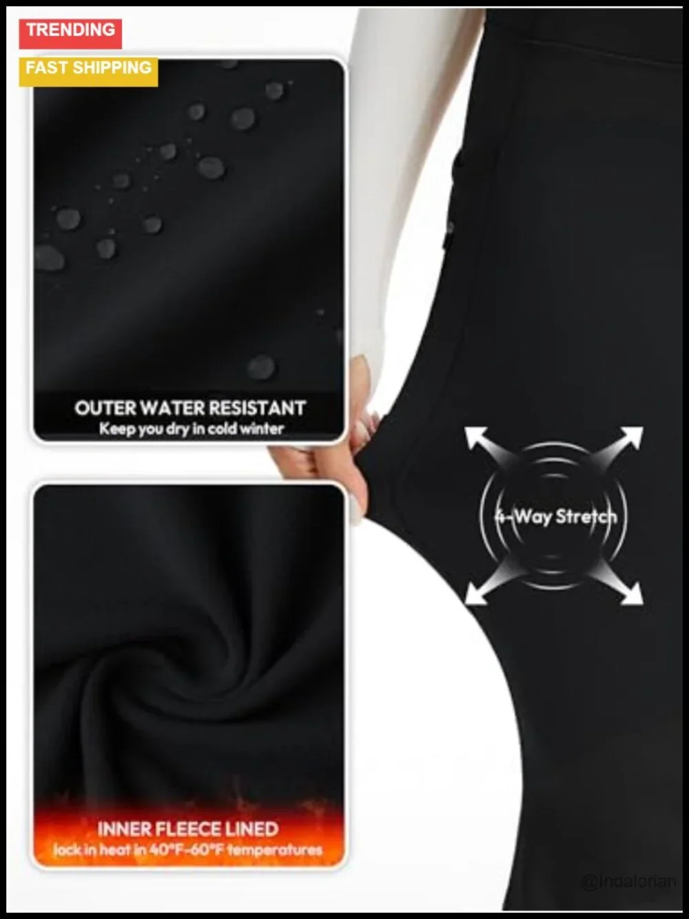 Fleece Lined High Waisted Leggings for Women Tall Thermal Yoga Pants with 3
